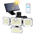 Anancyi Lumière solaire extérieure avec détecteur de mouvement, 333 LED lampe solaire exterieur, projecteur solaire avec 3 modes, spot solaire exterieur étanche IP65 pour le jardin avec câble de 5m