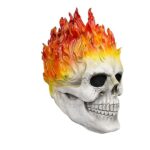 ApkibcHalloween Ghost Rider Rouge Bleu Flamme Crâne Masque Horreur Fantôme Plein Visage Latex Masque Cosplay Costume Props