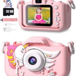 Appareil Photo Numérique Enfant, CIMELR 2.0 Pouces avec Carte SD 32GB Écran, vidéo HD 1080p, Filles Garçons Cadeau Jouet 3 à 10 Ans
