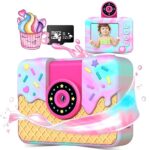 Appareils Photo Numériques Enfants,ULEWAY 1080P HD Appareil Photo Enfant, Mini Caméra Jouet Rechargeable Caméscope, Cadeau pour Filles 3-12 Ans avec écran de 2.0 Pouces, 32G SD Carte
