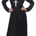 Aptafêtes- Smiffys Costume de Religieuse, Noir, avec Robe et Coiffe Aptafêtes-CS923927/L-Costume Nonne Blanc-Taille L, 20423L