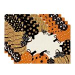 Artoid Mode Lot de 4 sets de table, Citrouilles Halloween, Sets de table de vacances Lavables Sets de table Cuisine décoration de fête, 30x45cm