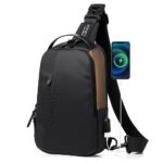 BAGZYSacoche Homme Bandoulière Banane Homme Nylon Sac a Main Sac Sport Sac Bandoulière Homme Port de Charge USB Sac de Voyage Cadeau Homme