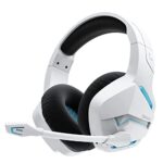 BINNUNE Casque PS5, Casque Gaming sans Fil avec Bluetooth USB Micro Anti-Bruit, Casque Gaming pour Playstation 5 PS4 PS5 PC, 48 Heures d'Autonomie, Blanc