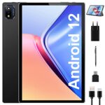 BRILLAR Tablette 10 Pouces, Tablette Tactile Android 12, 6Go RAM + 128Go ROM, Octa-Core, 2,0 GHz, Caméra 13MP+8MP, 5G+2.4G WiFi Tablet Batterie 6000 mAh (Noir)