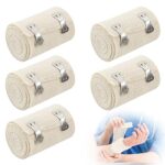 Bandage Medical Elastique, 5 volumes Bande Strapping de Comprssion avec Clips en Métal Rouleaux Straps de Soutien Extensible Pansement Compressif pour Sport Cheville Poignet Ankle Jambe Bras Genoux