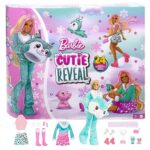Barbie Calendrier de l’Avent Barbie Cutie Reveal contenant 1 poupée et 24 surprises avec des changements de couleur, HJX76