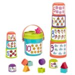 Battat - Sort & Stack jouet éducatif – Gobelets empilables avec chiffres et formes – Pour enfants de 18 mois et plus (19 pièces)