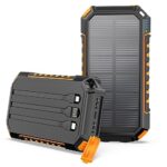 Batterie Externe Solaire Chargeur Solaire - Riapow 27000mAh USB C Power Bank Solaire avec 3 Câbles Chargeur Portable avec 3 Ports pour Smartphones, Tablette