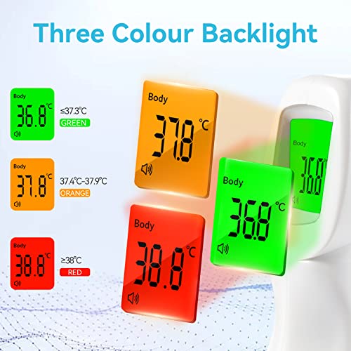Berrcom Thermomètre Frontal Adulte, Thermomètre Médicale Bébé, Thermomètre Infrarouge sans Contact pour Enfants avec Avertissement de Fièvre, Écran LCD, Fonction Mémoire – Image 2