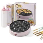 Bestron APFM700SDP+ABOTTLE+ATONG3 Poffertjes Maker + Bouteille de Pâte + Pinces de Cuisine Plastique Rose
