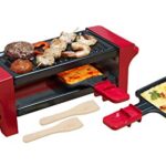 Bestron Mini Gril raclette, Pour 1 à 2 personnes, Revêtement anti-adhésif, 350 W, Rouge/Noir