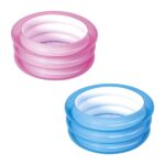 Bestway 51033 Piscinette pataugeoire ronde 3 boudins avec fond gonflable 70 x 30 cm, 2 couleurs assorties