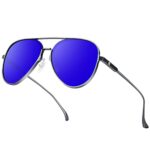 BircenproLunettes de soleil aviateur polarisées rétro : unisexes avec protection UV - Avec cadre léger Al-Mg en métal pour homme et femme