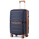 British TravellerValise Grande Taille Valises Soute 92 Liters, Valise Rigide Trolley en Polypropylène Valise de Voyage à 4 roulettes et Serrure TSA, 76x50x31 cm (Marine)