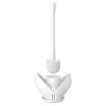 Brosse WC, Brosse Toilettes WC 40,5cm avec Manche Long, Balai Toilette WC avec Support Ventilé, Balayette WC avec Poils Dur, Brosse WC Blanc Anti Rouille, Brosses WC et Supports, Balai WC, Brosse WC