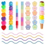 CNYMANY 7 paquets (38 pièces) Mini Surligneur Stylos, Pastel Coloré Surligneur Mignon Empilable Kawaii Stylos Marqueurs pour Écrire Dessin Bureau Fournitures scolaires Papeterie