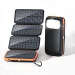 CONXWAN Chargeur Solaire 26800mAh, Batterie Externe avec 4 Panneaux Solaire et 3 Sorties Power Bank USB C Charge Rapide pour Smartphones, Tablette, Outdoor Camping et Autres