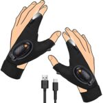 Cadeau Homme Gants LED - Cadeau Original Homme Gants LED avec Lumières étanches, Idée Cadeau Lampe Gants Rechargeable Gadgets Pratique pour Pêche/Camping/Bricoleur Cadeau Anniversaire Noel Homme