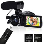 Caméscope 4K 56MP avec Microphone, Zoom numérique 18X Caméscope numérique de Poche avec écran Tactile IPS 3.0