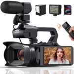 Caméscope 4K Caméra Vidéo HD 60FPS 64MP Autofocus Vlog Caméra, WiFi Webcam 18X Zoom Caméscope Numérique 4