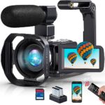 Caméscope 4K Caméra vidéo 60FPS 48MP WiFi Zoom Numérique 18X,Webcam à Vision Nocturne IR Caméra pour Youtube,Vlogging Caméra de à Écran Tactile HD 3
