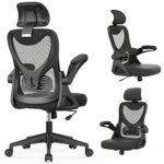 Chaise de Bureau - Fauteuil de Bureau ergonomique avec support lombaire & accoudoirs & Appuie-tête réglables, Fauteuil d'ordinateur pivotant à haut dossier confortable pour bureau à domicile Noir