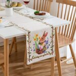 Chemin De Table Pâques Mode Chemin De Table Oeufs De Lapin Printemps, Été, Anniversaire De Mariage, Vacances, Cuisine, Salle À Manger, Décoration De Table Pour Intérieur Ou Extérieur 40*140cm