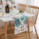Chemin de Table Moderne Bleu Fleurs Gris Brun Printemps été Abstrait Tournesol Decoration Salle à Manger Table À Manger pour Mariage, Banquet, Vacances, Fête, Décoration Extérieure 40x140 CM