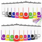 Cle USB 1 Go, EASTBULL Clé USB 2.0 Flash Drive Clef USB Pivotant Stockage Disque Mémoire Stick Pendrive avec 20 Cordes (10 Couleurs 1GB*20PCS)