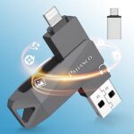 Clé USB pour iPhone 512Go [Certifié MFI] Patianco Cle USB 3.0 iPhone iPad 3 en 1Photostick Flah Drive Stockage pour iOS Mémoire Stick Pendrive pour OTG Android Tablette PC iOS Mac(Noir,512GO)
