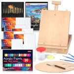 Coffret Peinture Acrylique, Shuttle Art 59 Pièces de Peinture Acrylique avec Chevalet Peinture, 30 Couleurs, Toile, Pinceaux, Palette, Kit Peinture Complet pour Enfants, Adultes, Artistes