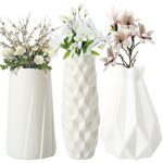 Colmanda Vases, 3 Pièce Vases Fleurs, Imitation Céramique Pot de Fleurs, Vase Fleurs Moderne Style Minimaliste Géométrique pour Bureau, Décoration de la Maison, Mariage