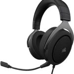 Corsair HS60 HAPTIC Casque Gaming Stéréo avec Basse Haptique (Basse Haptique Optimisée par Taction Technology, Oreillettes Rembourrées de Mousse à Mémoire, Microphone Amovible) Carbone