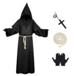 DAOUZL Deguisement Moine, Costume Halloween Homme, Costume Robe de Prêtre Halloween, Costume de Moine Médiéval pour Halloween Karneval Cosplay