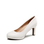 DREAM PAIRSEscarpins pour Femmes Chaussures habillées à Talons Hauts épais Boucle Escarpins à Bout Rond, Escarpins à Talons épais pour Femmes 7.5CM