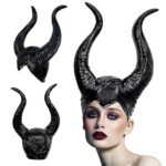 DUOLAMHalloween Costume Maléfique Corne Chapeaux: Carnaval Deguisement en Latex Maleficent avec Cornes Adulte Costume Party Méchante Reine Costume Cosplay Couvre-tête