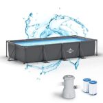 Dardaruga Piscine Tubolaire 450 x 220 x 84 cm + Pompe Filtre économie d'énergie + 2 Cartouches Filtres, Modèle Galapagos, Brand et Assistance Italienne, Matériaux Premiers, Liner Multi-Couche
