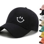 DavicherCasquette de Baseball Broderie de Sourire Coton Anti-Soleil Baseball Cap Hommes Femmes été Unisexe Réglable Casquettes Hip Hop Sport Outdoor Chapeau