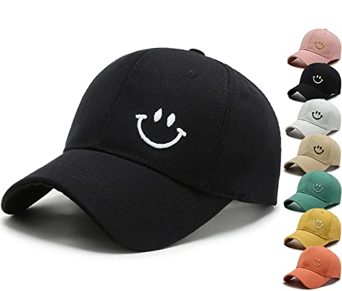 DavicherCasquette de Baseball Broderie de Sourire Coton Anti-Soleil Baseball Cap Hommes Femmes été Unisexe Réglable Casquettes Hip Hop Sport Outdoor Chapeau