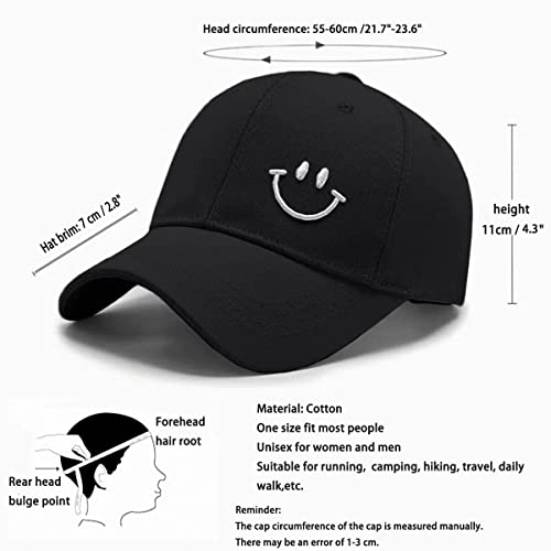 DavicherCasquette de Baseball Broderie de Sourire Coton Anti-Soleil Baseball Cap Hommes Femmes été Unisexe Réglable Casquettes Hip Hop Sport Outdoor Chapeau – Image 4