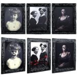 Décorations d'Halloween Cadre pour portrait gothique, décoration murale effrayante Cadre pour photo de fête d'Halloween pour accessoires de maison hantée (3 packs)