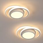 Delaveek Plafonnier LED 2 Pièces, 32W Luminaire Plafonnier Rond Salon 3600LM, Lampe de Plafond Moderne pour Chambre, Couloir, Salle à Manger, Lumière Chaude 3000K, Diamètre 28cm