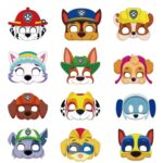 DeluishoDeluisho Masque de Fête Paw Dog Patrol, 12PCS Paw Dog Patrol Masques Enfant, Masques de Fête en Papier Cosplay Masques Accessoires Mario Fête Masques pour Halloween, Anniversaire, Noël