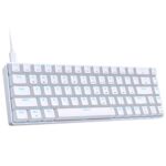 Dierya Clavier Gamer Mécanique 60% Câblé avec Interrupteur Bleu,T68se Clavier Gaming LED Rétroéclairé Type-c Mechanical Keyboard Compact 68 Touches Anti-ghosting-US Layout,Blanc