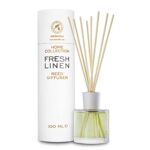 Diffuseur Parfumé Linge Frais 100ml - Diffuseur à Roseaux - Bâtonnets de Parfum - Parfum Ambiance - Parfum de Fresh Linen - Desodorisant Maison - Diffuseur à Roseau