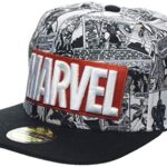 DifuzedMarvel Logo and Comic Pattern Snapback Baseball Cap Casquette, Grey, Taille Unique Mixte