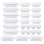 DoDuo Organisateurs de Tiroirs Transparent, 25 Pièce Organisateur Maquillage Tiroir Rangement Bureau Organisateur Acrylique Boite Rangement Tiroir pour la Cuisine Chambre à Coucher Salle de Bain