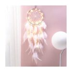 Dsaren Capteur De Rêves en Plumes, Attrape Rêve Lumineux Fait Main Mobiles Attrape-Rêves Rétro Romantique Décor pour Fille Mobile Decoratif Maison Chambre Murale Voiture Anniversaire Cadeau