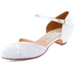 Duosheng & ElegantHC2023 Chaussures Mariée Dentelle Petit Talon Escarpins Bride Cheville Chaussure Mariage Femme